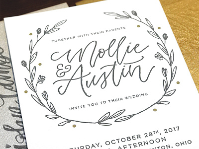 mollie & austin bride calligraphy groom hand lettering hand type lettering letterpress october type typography wed wedding