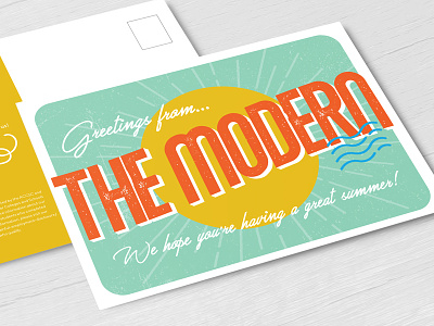 greetings from the modern! art design designer graphic graphic design greetings illustration lettering postcard postcards print print design summer the modern type typography