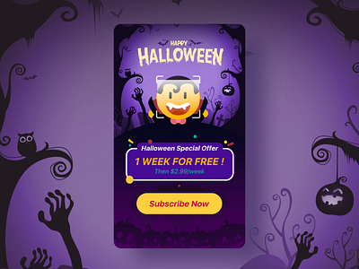 Test master Halloween theme page app design illustration ui