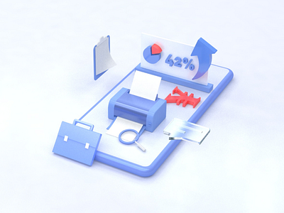 Office kit（3D) 3d 3d art app blue branding cinema4d design illustration mobile modeling office tool ui