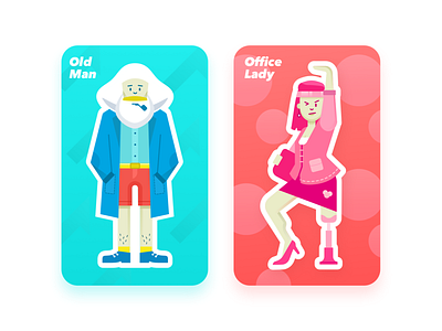 Avatar Cards avatar blue card design fantasy icon illustration people red sketch ui vector