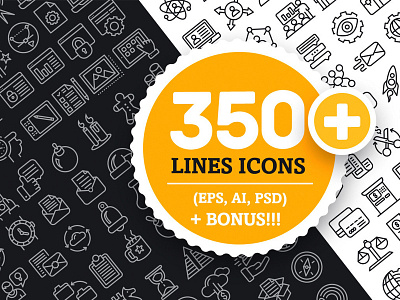 Collection Lines Icons (350+) icons lines set