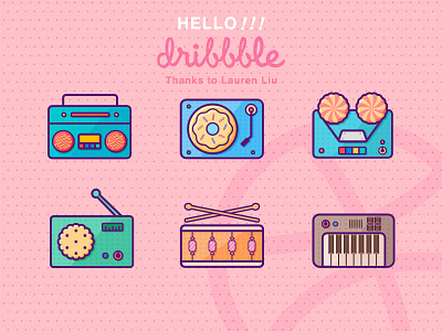 Hello Dribbble! dessert dribbble first illustration music shot sweet