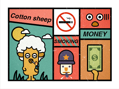 sheep smoking money sheep