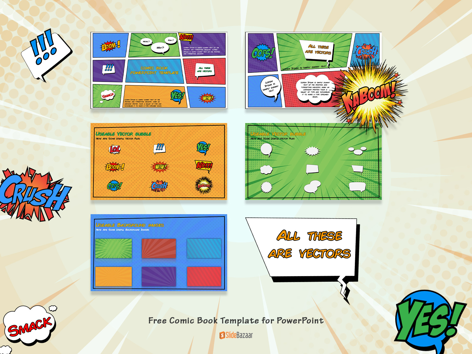 The exciting Free Comic Book PowerPoint Template for Download by