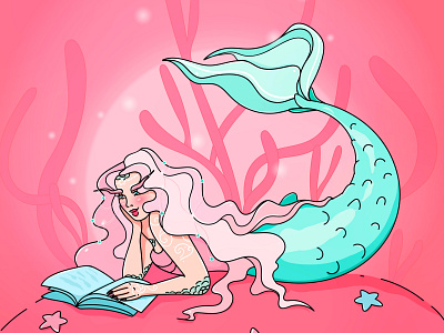 Dreaming mermaid cartoon character character illustration mermaid