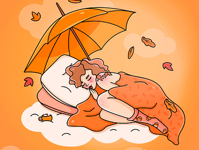 Autumn Mood cgart character coffee dreams ginger halloween illustration leaves october orange pumpkin sleep socks tattoes umbrella warm