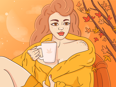 Stay warm ads advertising art autumn branding cgart character cocoa coffee girl illustration orange warm