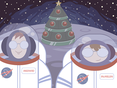 Joy to the World(s) card christmas cute holidays illustration moon nasa space