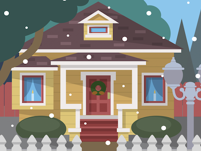 California Christmas 2017 card christmas house illustration winter