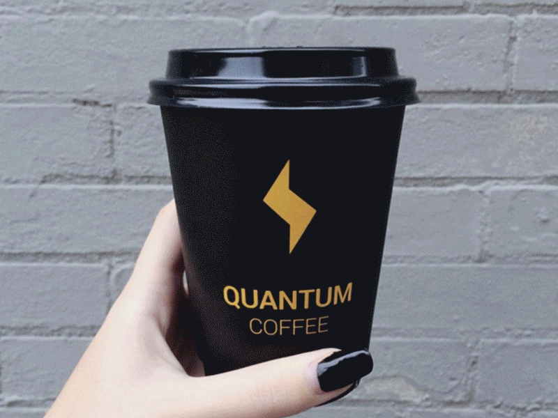 Quantum Cup Gif bolt branding coffee cup quantum