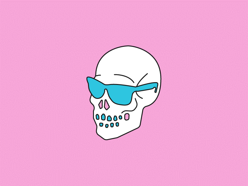 Skull animation gif glasses lines pink skull teeth