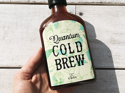 Quantum Cold Brew bottle branding coffee cold brew drink illustration packaging print toucan