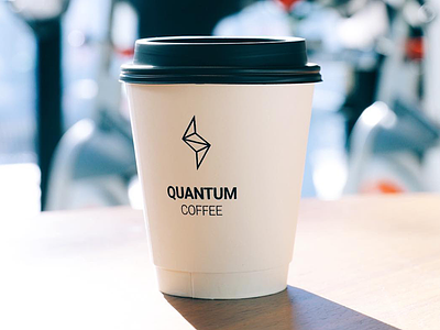 Quantum Cup branding coffee cup logo quantum retail white