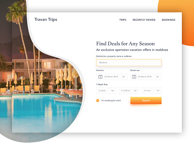 Hotel Booking booking desktop hotels landing logo design resorts travel trip ui