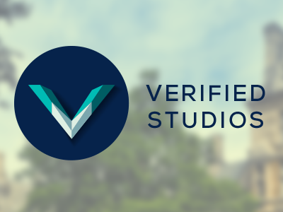Verified Studios Logo blue education flat logo studio v