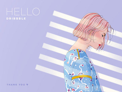 Hello Dribbble ! debut illustration illustrator photoshop woman