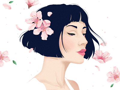 Sakura flowers illustration photoshop sakura woman
