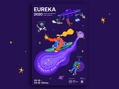 Eureka character cosmic flat illustration graphicdesign poster poster design science science illustration space virtual reality vr