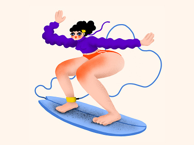 Surfer girl character flat flat design illustration procreate summer surf