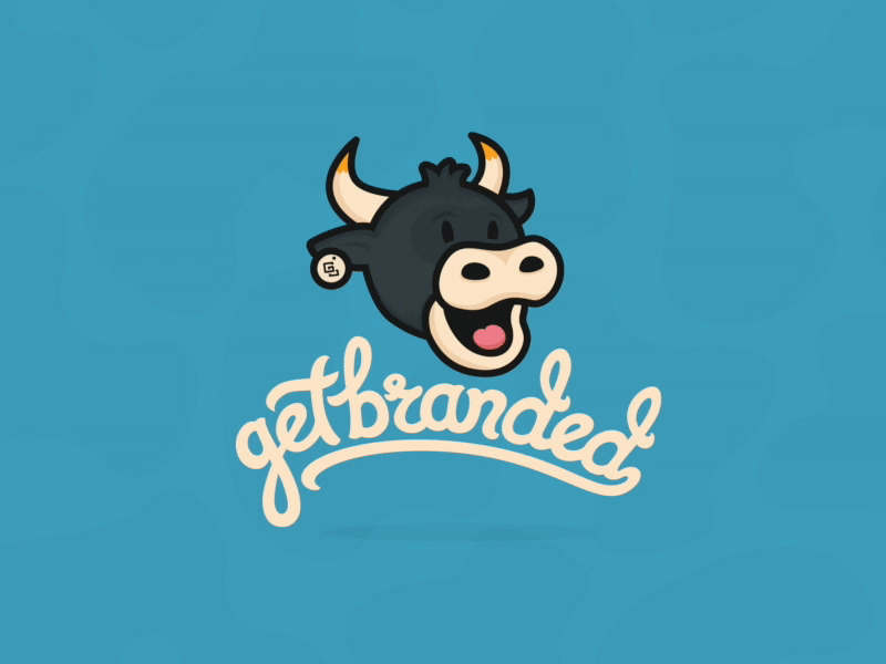 GetBranded's New Logo & Custom Type animation branding cows horns logo mascot script type