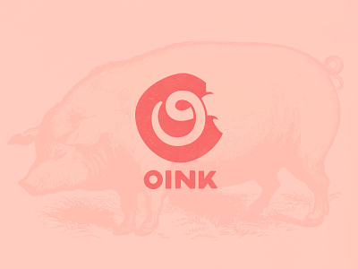 WIP - Oink animal bacon farm food logo pig tail