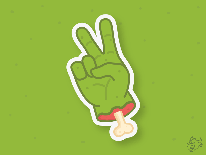 ZombEmoji bone brains emoji fist hand hang loose peace rock on sticker thumbs up wave zombie