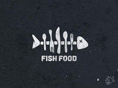 FishFood Logo fish food fork knife logo restaurant spoon