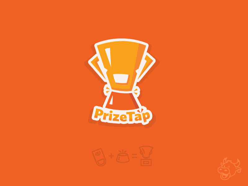 Prizetap app app branding app logo brand branding button design finger getbranded.org illustration ios logo logomark mark prize trophy vector
