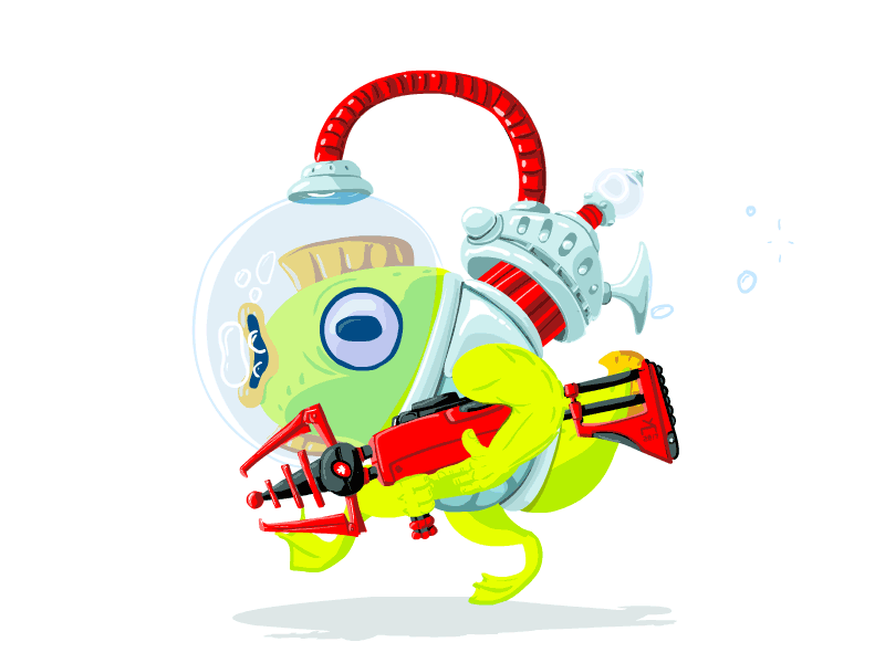 Fish Invader alien animation cohzach fish invader underwater warrior zach cohen