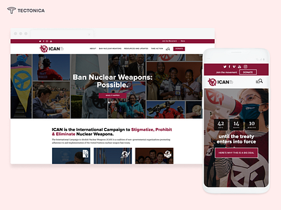ICAN - The International Campaign to Abolish Nuclear Weapons design homepage nationbuilder