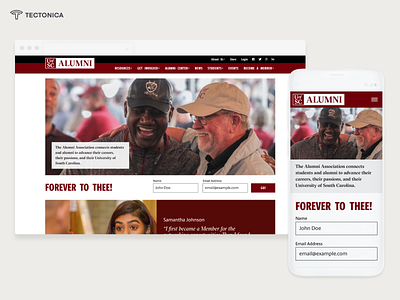 University of South Carolina Alumni design homepage nationbuilder political