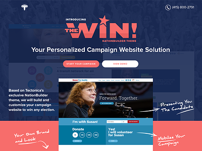 Landing page for The Win - NationBuilder theme by Tectonica.co campaign candidate nationbuilder political theme