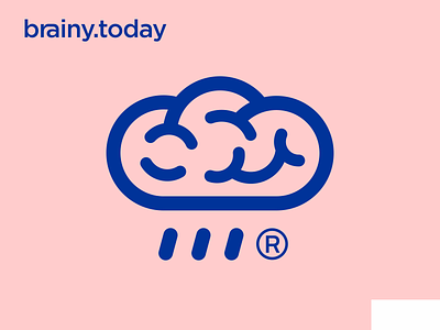 brainy day logo app brain brainy cloud design flat logo naming rain smart startup website