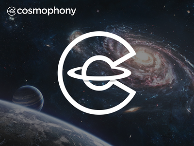 Cosmophony logo app c cosmic cosmo cosmos hat logo music phony planet saturn symphony