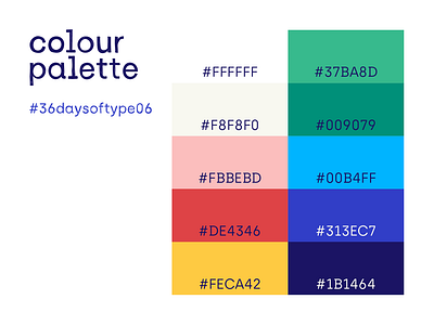 Colour palette for the 6th edition of 36 Days of Type