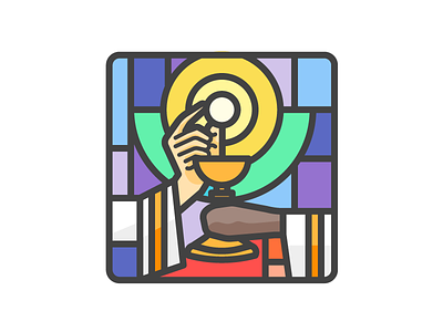 in order to continue... flat illustration money religion stained glass