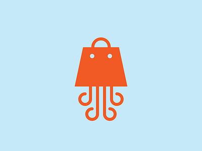 Octoshopper animal bag logo marketplace modern octopus onlineshop shopping bag unique