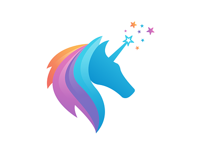 Unicorn Magic Logo 3d fullcolor logo logodesigns magic magic wand modern star unicorn unique