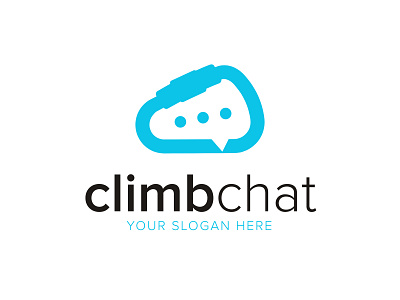 Climb Chat Logo adrenaline adventure blue chat chat app chatting communication logo modern negativespace unique vector