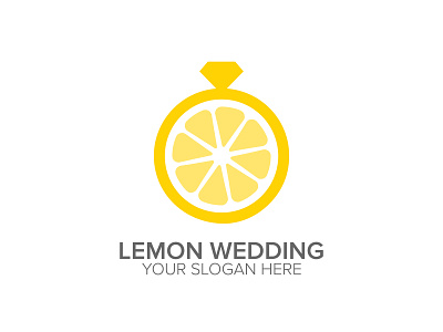Lemon Wedding Logo fruit gold heart lemon logo love modern negativespace ring unique wedding yellow