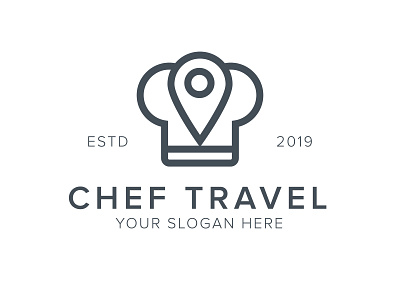 Chef Travel Logo chef chef hat design food grey logo modern pin playful tour travel traveller unique vector