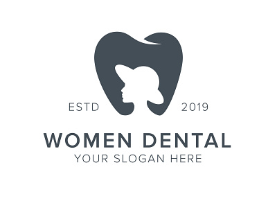 Women Dental Logo care dental design girl grey logo modern negativespace playful tooth unique women