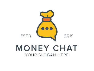 Money Chat Logo chat chat app chatting communication logo modern money money bag unique yellow