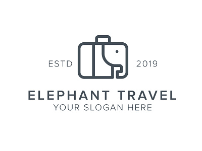 Elephant Travel Logo design elephant grey holiday logo modern modern logo playful suitcase tour travel unique vector