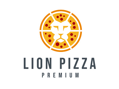 Lion Pizza Logo fast food food food and drink lion logo modern pizza pizza shop unique yellow