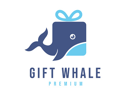 Gift Whale Logo animal blue box children gift logo modern playful unique whale