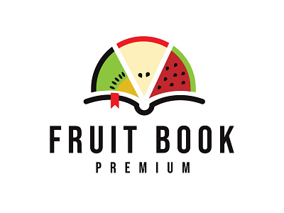 Fruit Book Logo apple book education fruit fruits kiwi logo modern unique watermelon
