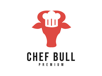 Chef Bull Logo bull chef design food logo modern negativespace playful unique vector