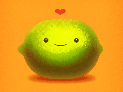 Cute lil' lime 3 awwwww cute fruit illustration lime love smile texture